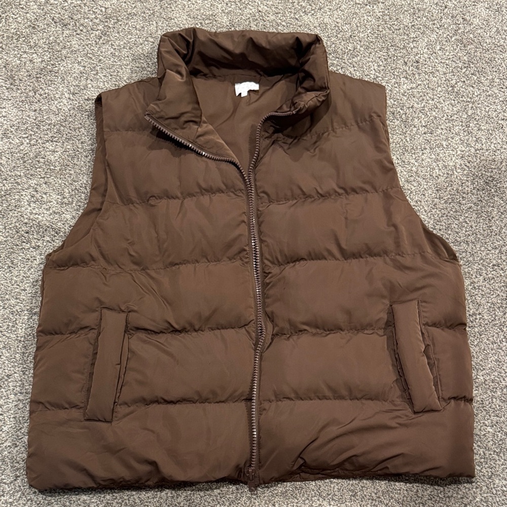 entro Brown Quilted Puffer Vest